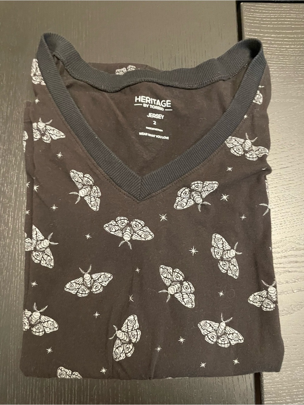 torrid Black V-Neck Moth-Print Jersey Top